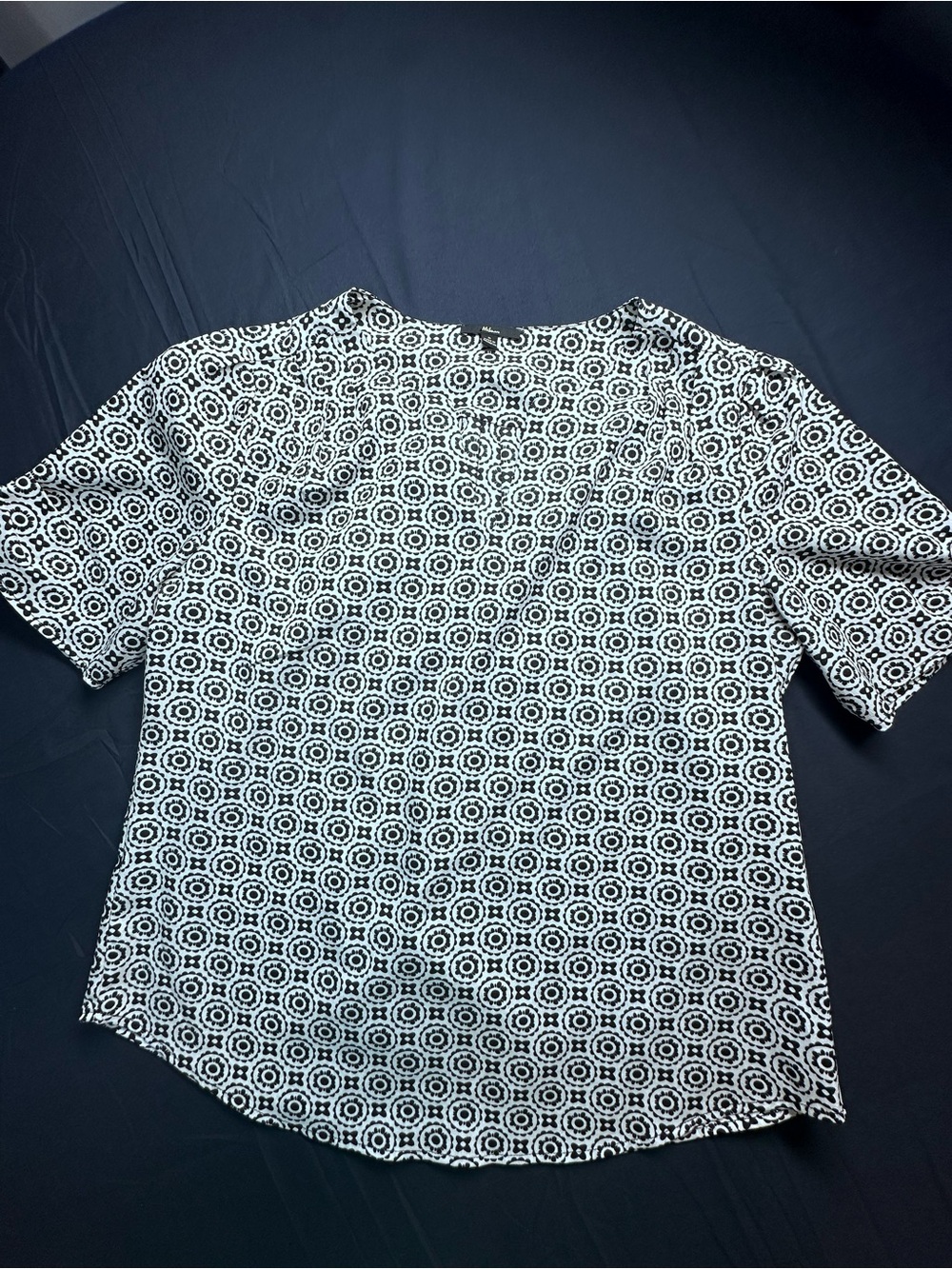 Milano Black & White Geometric Short-Sleeve Blouse